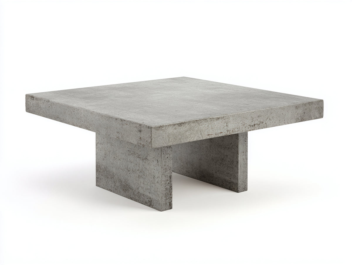 Tavolino Da Caffè 105×105×39 cm - calcestruzzo grigio cenere - piano quadrato con base a pannelli per Soggiorno
