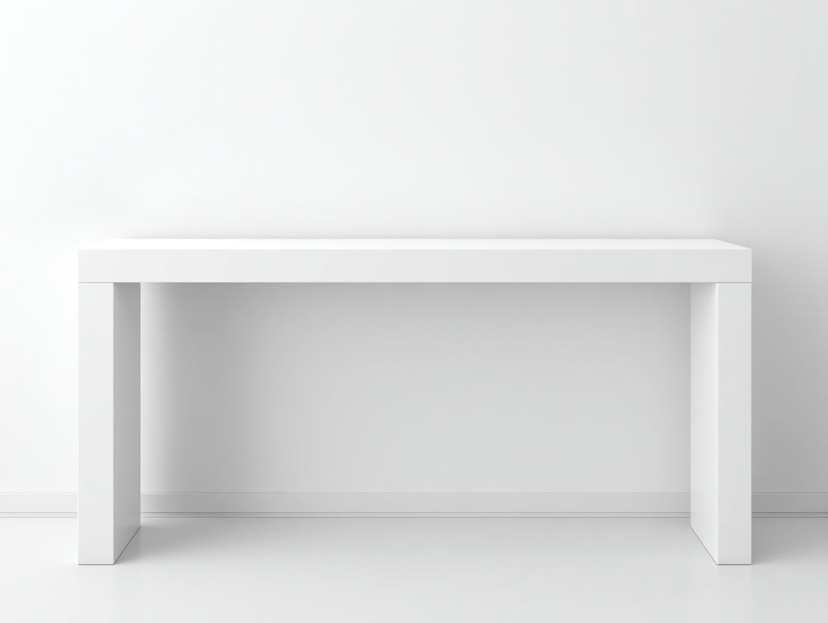 Console 150×35×77 cm - acrilico bianco caldo - piano lungo con fianchi lineari per camera da letto