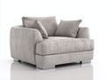 Poltrona lounge oversize 135×108×87 cm - tessuto a coste greige - seduta profonda per soggiorno