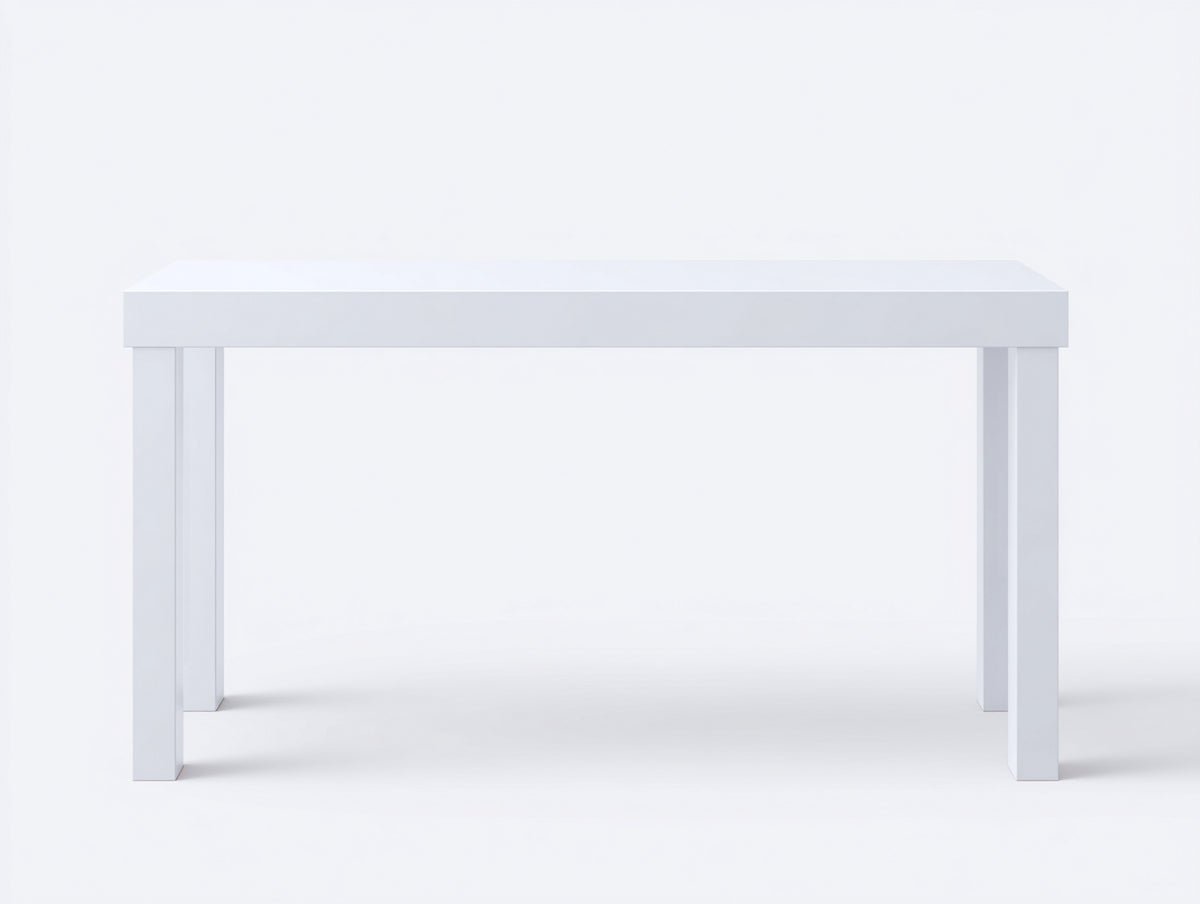Console 138×40×78 cm - acrilico bianco perla - piano rettangolare con quattro gambe squadrate per Camera Da Letto
